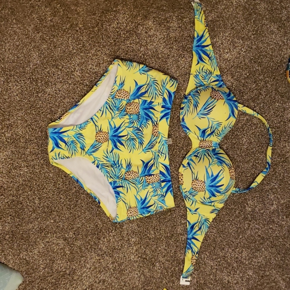 Cupshe high waisted pineapple two piece.